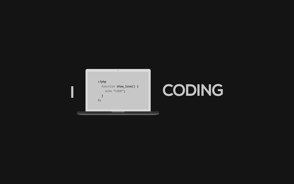 Обои для рабочего стола Фрагмент кода на php на черном фоне (coding)