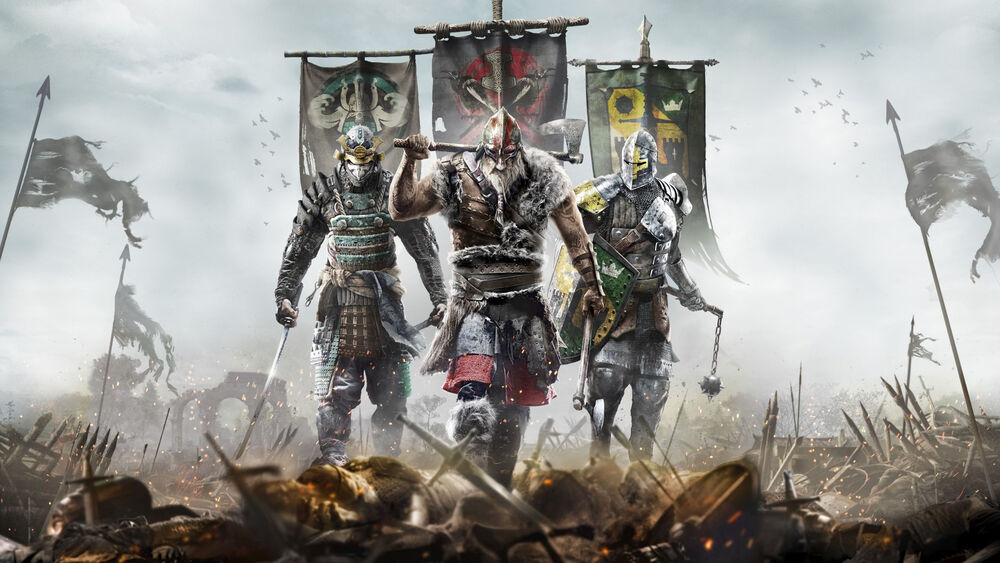 Обои для рабочего стола Воины из игры For Honor на поле битвы