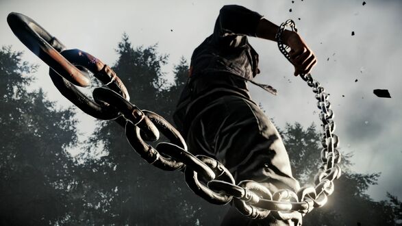 Обои на рабочий стол Мужчина с цепью из игры inFamous: Second Son