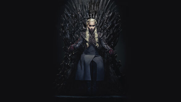 Обои на рабочий стол Дейенерис Таргариен на троне из сериала Игра престолов / Game of Thrones