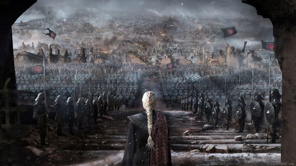 Обои на рабочий стол Дейенерис Таргариен перед войском из сериала Игра престолов / Game of Thrones
