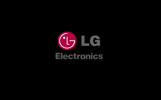 Обои на рабочий стол Логотип LG Electronics на черном фоне