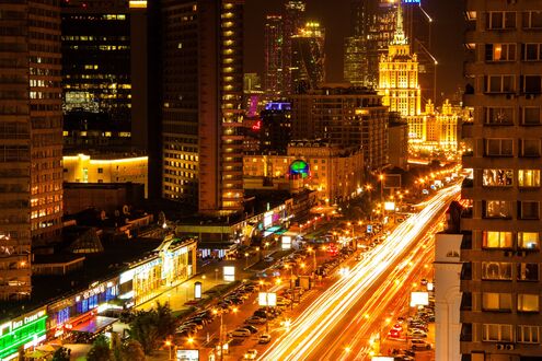 Обои на рабочий стол Ночной Новый Арбат, Москва, Россия / Moscow, Russia