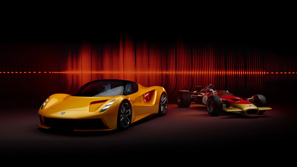 Обои для рабочего стола Желтый суперкар lamborghini и болид формулы 1 Феррари