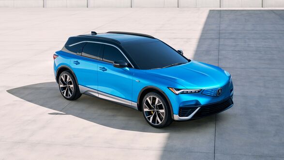 Обои на рабочий стол Голубой Acura ZDX Type S 2024 на бетонной площади