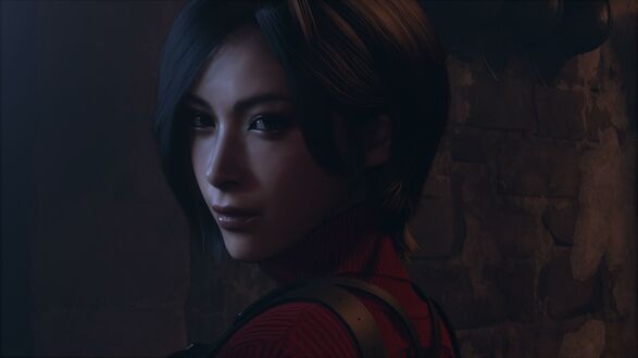 Обои на рабочий стол Портрет Ada Wong / Ада Вонг из игры Resident Evil 2 / Обитель зла 2 в полумраке