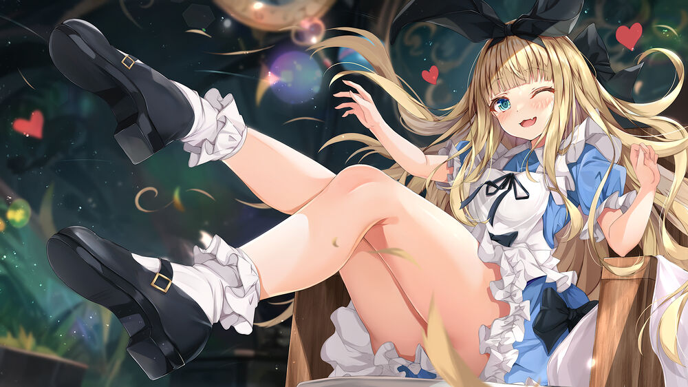 Обои для рабочего стола Mononobe Alice сидит в кресле, виртуальный ютубер Nijisanji