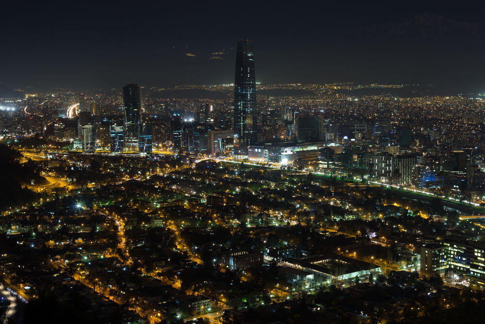 Обои для рабочего стола Ночной Сантьяго / Santiago de Chile / Чили