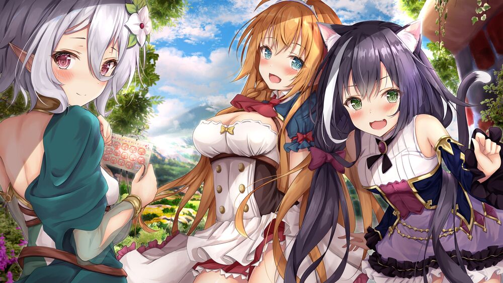 Обои для рабочего стола Kokoro, Pecorine и Karyl, персонажи из игры и аниме Princess Connect! Re:Dive / Связь принцесс: Повторное погружение