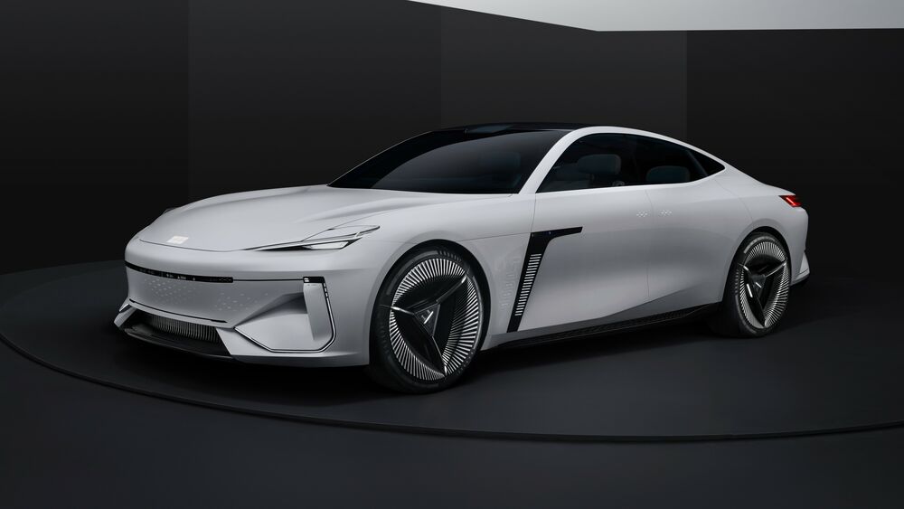 Обои для рабочего стола Белый Geely Galaxy Light Concept 2023 на темном стенде