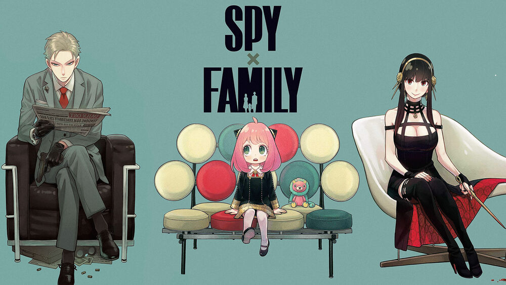 Обои для рабочего стола Семья шпиона / Spy x Family сидит на креслах