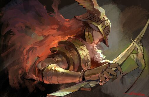 Обои на рабочий стол Malenia, Blade of Miquella / Маления, Клинок Микеллы из игры Elden Ring разглядывает лезвие