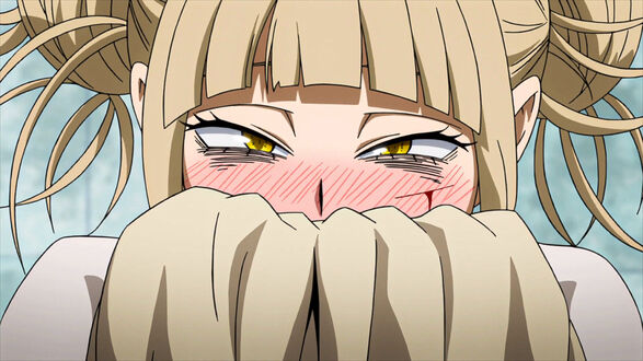 Обои на рабочий стол Портрет покрасневшей Toga Himiko / Химико Тога из аниме Boku no Hero Academia / Моя геройская академия