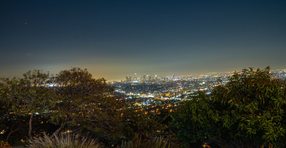 Обои для рабочего стола Вид с холма на ночной Лос-Анджелес / Los angeles, USA / США