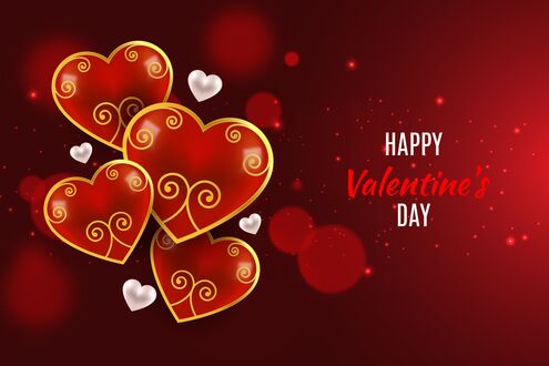 Обои на рабочий стол Красные и белые сердечки на красном фоне (Happy Valentines day)