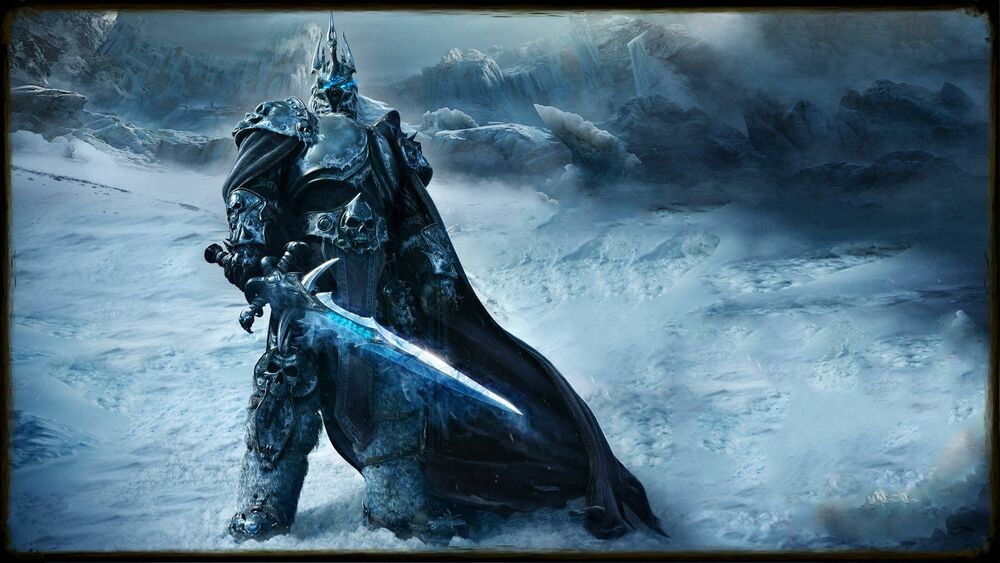 Обои для рабочего стола Воин с мечем на снегу World of Warcraft: Wrath of the Lich King / Мир военного ремесла: гнев короля-Лича