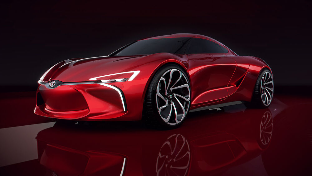 Обои для рабочего стола Красная Toyota MR-2 Concept на темном фоне
