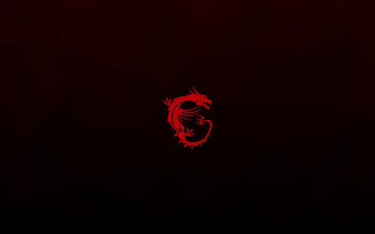 Обои на рабочий стол Красный дракон - логотип MSI на черном фоне