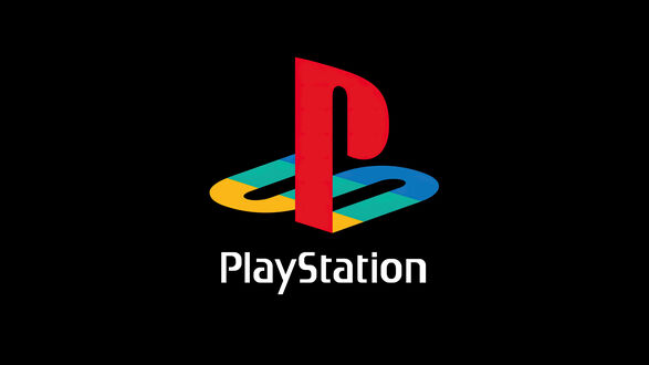 Обои на рабочий стол Логотип PlayStation на черном фоне