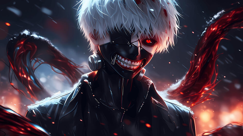 Обои для рабочего стола Канеки Кен / Kaneki Ken из аниме Tokyo Ghoul / Токийский Гуль