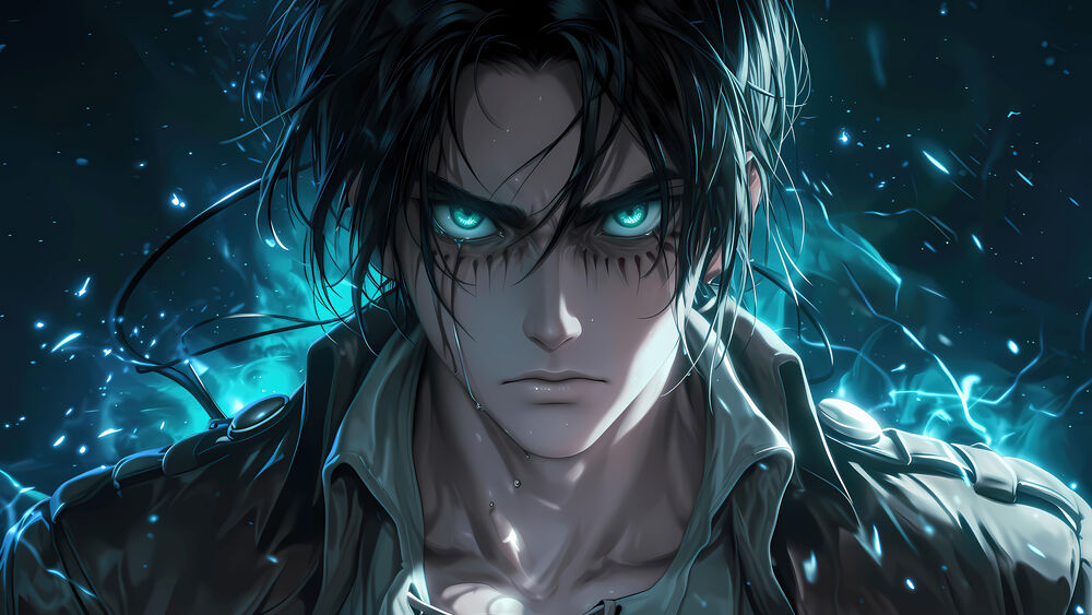 Обои для рабочего стола Леви Аккерман / Levi Ackerman из аниме Атака титанов / Shingeki no Kyojin