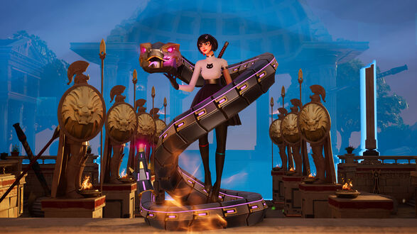 Обои на рабочий стол Evie and Steel Snake на аллее воинов из игры Rocket Arena