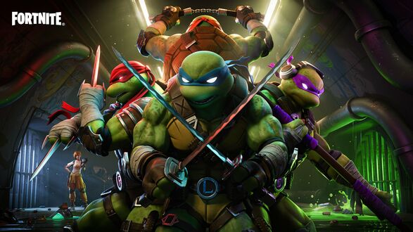 Обои на рабочий стол Черепашки-ниндзя / Teenage Mutant Ninja Turtles, персонажи Leonardo, Raphael, Michelangelo, Donatello из одноименных фильма и мультфильма TMNT