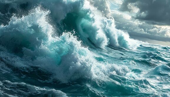Обои на рабочий стол Бушующее море, крупным планом