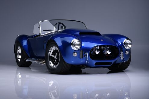 Обои на рабочий стол 1964 AC Shelby Cobra 427 синего цвета на сером фоне