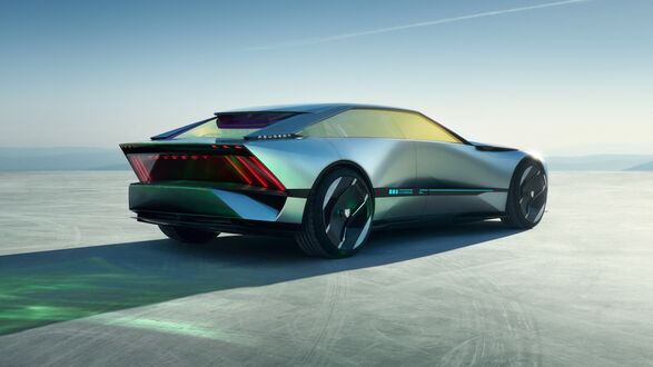 Обои на рабочий стол Зеленый Peugeot Inception Concept 2023 вид сзади