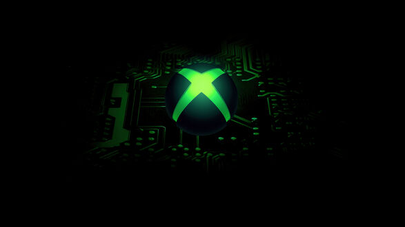 Обои на рабочий стол Xbox логотип на черном фоне