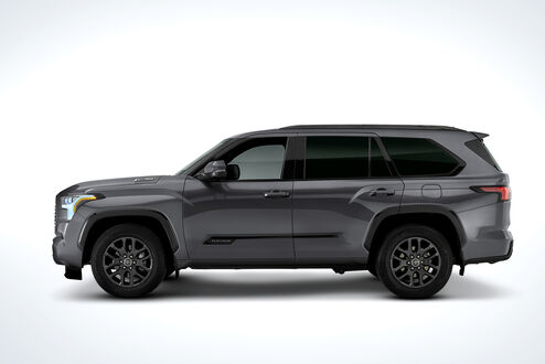 Обои на рабочий стол Серая Toyota Sequoia Platinum на белом фоне
