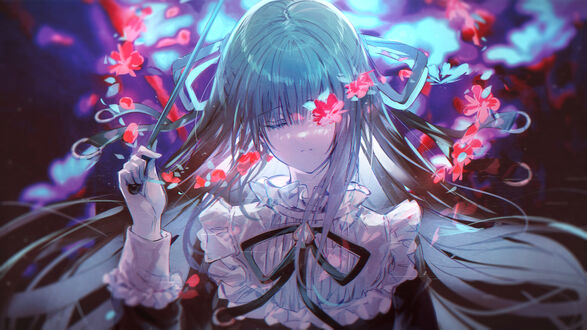 Обои на рабочий стол Tairitsu / Тайрицу из игры Arcaea с волшебной палочкой в руке