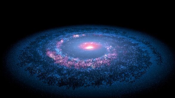 Обои на рабочий стол Галактика Млечный Путь / Milky Way вращается в черном космическом пространстве