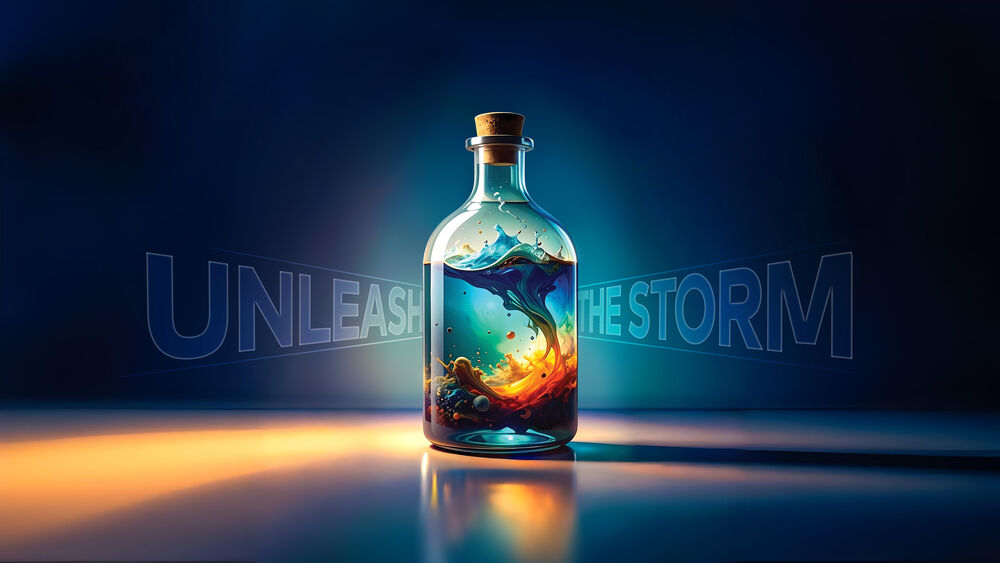 Обои для рабочего стола Сосуд с разноцветной тягучей жидкостью (Unleash the Storm)