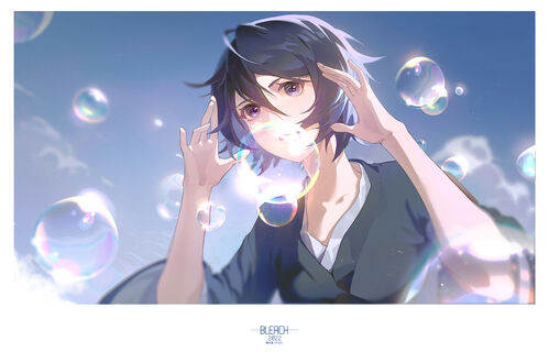 Обои на рабочий стол Kuchiki Rukia / Кучики Рукия из аниме Блич / Bleach пускает мыльные пузыри