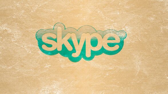 Обои на рабочий стол Логотип Скайп / Skype бирюзового цвета на бежевом фоне