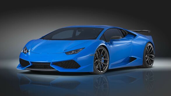 Обои на рабочий стол Синий Novitec Torado Lamborghini Huracán LP 610-4 на сером фоне