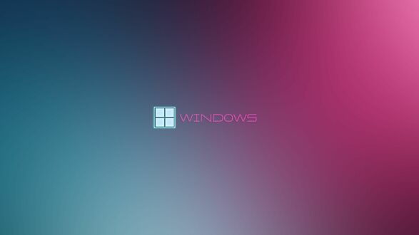 Обои на рабочий стол Зелено розовый градиент с логотипом Windows 11