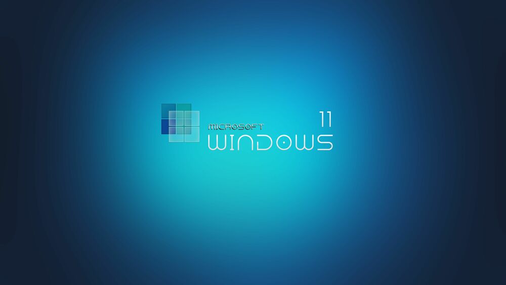 Обои для рабочего стола Надпись Windows 11 на голубом фоне