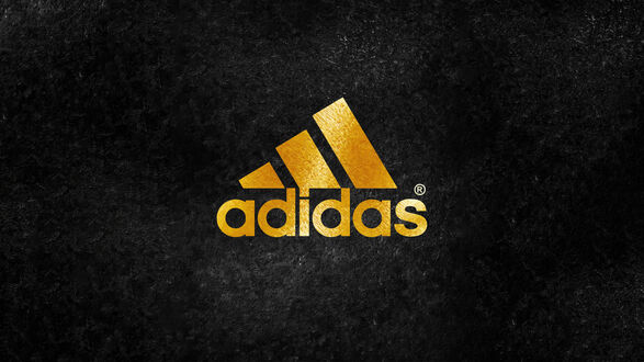 Обои на рабочий стол Логотип фирмы Adidas на черном фоне