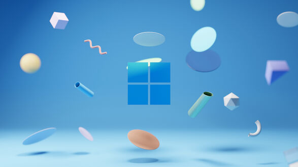 Обои на рабочий стол Логотип Windows Голубой с геометрическими фигурами