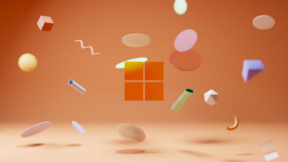 Обои на рабочий стол Логотип Windows оранжевый с геометрическими фигурами