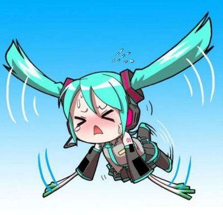 Фото Вокалоид / Vocaloid Хатсуне Мику / Hatsune Miku пытается взлететь