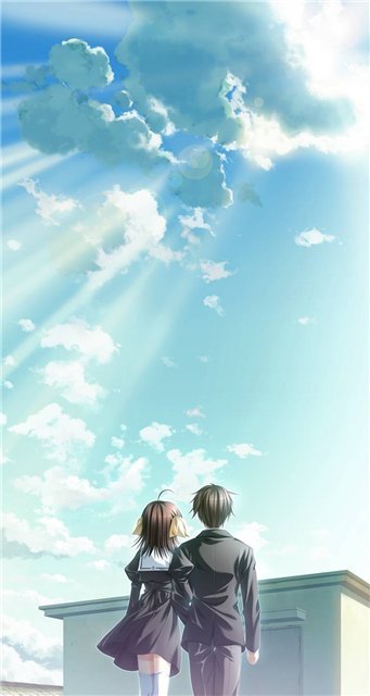 Фото Парень с девушкой любуются на солнечное небо