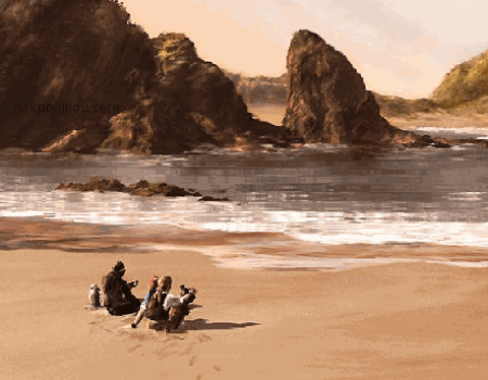 Фото Двое пиратов сидят на песке и смотрят в море