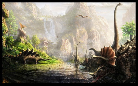 Фото Динозавры возле водопоя