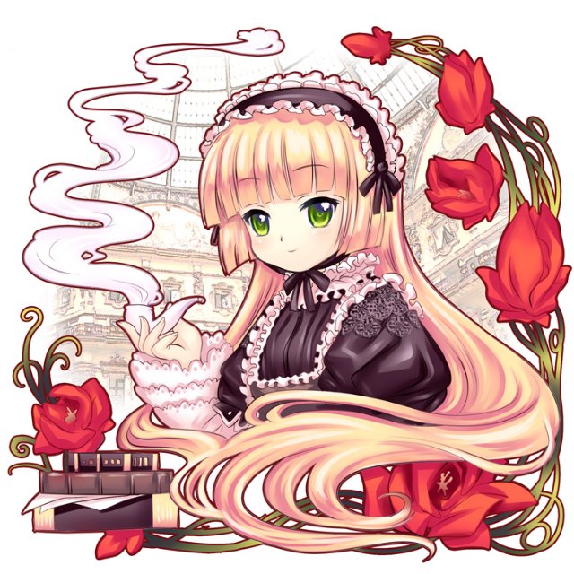 Фото Victorique de Blois курит трубку из аниме Gosick