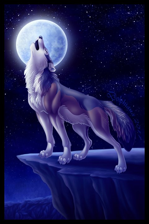 Волк воет на луну - клипарт в векторном виде