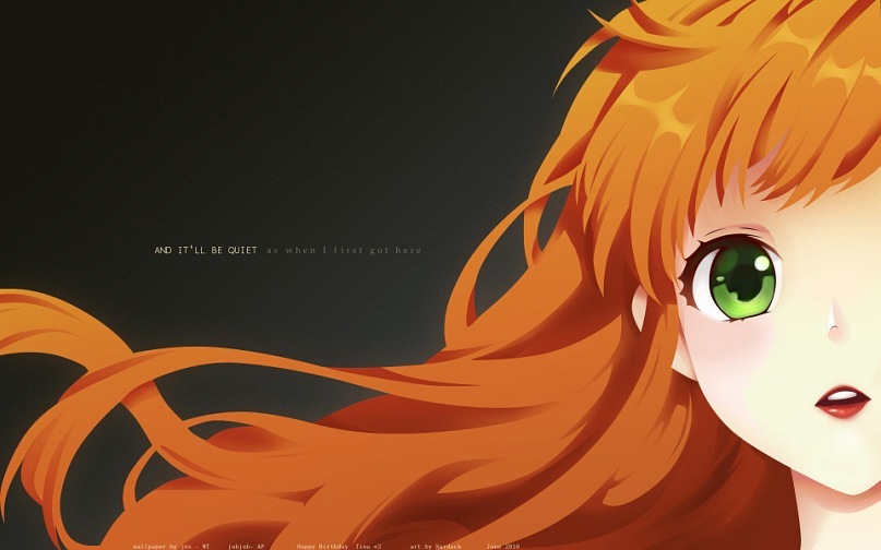 Anime girl with orange hair and green eyes